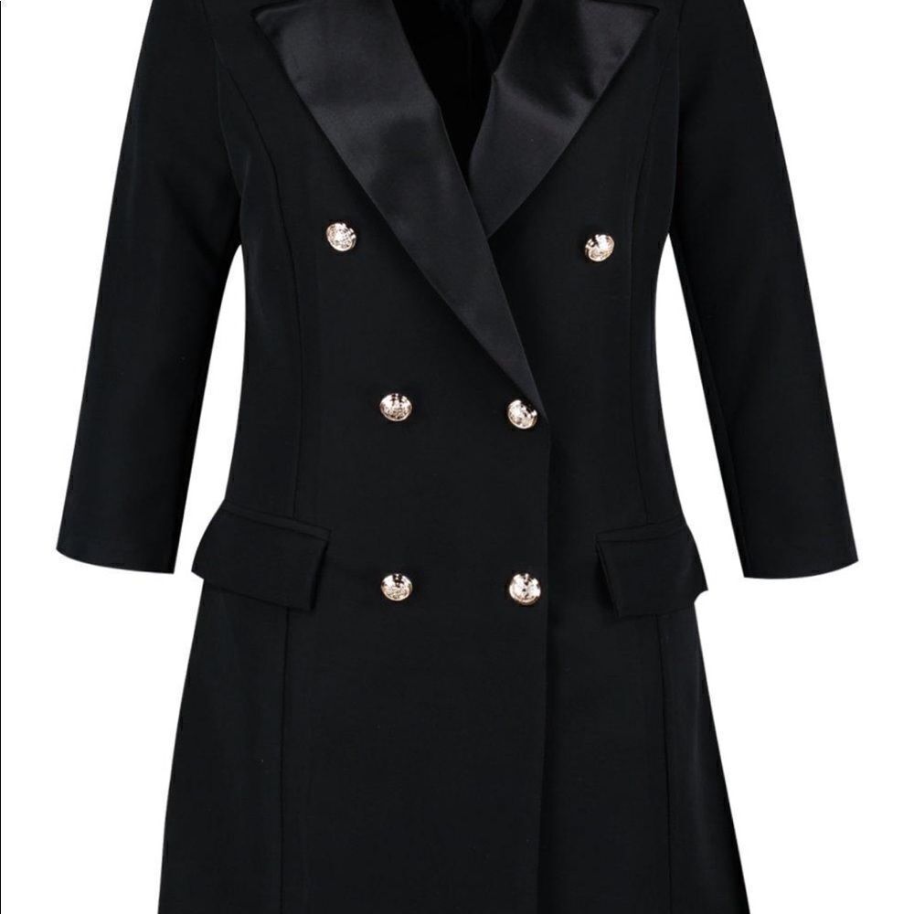 NWT Boohoo Plus Button Tuxedo Dress - Size: UK 20 - Picture 4 of 16